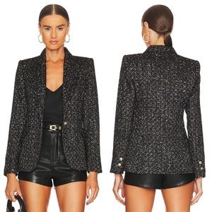 🆕 L’AGENCE Chamberlain Metallic Tweed Blazer in Black Multi Sz 4